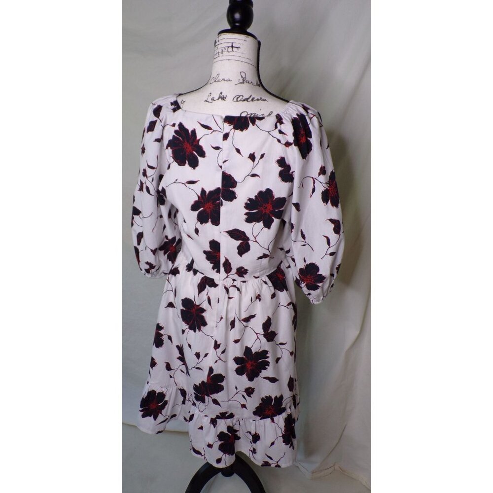 🆕DU PARADIS Floral Cotton Puff Sleeve Mini Dress Large - Picture 7 of 8